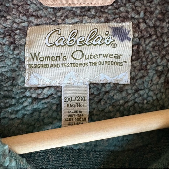 Cabela’s Green/Teal Brown  Aztec Deep Pile Fleece Zip Jacket 2XL Women’s Warm - Picture 6 of 7